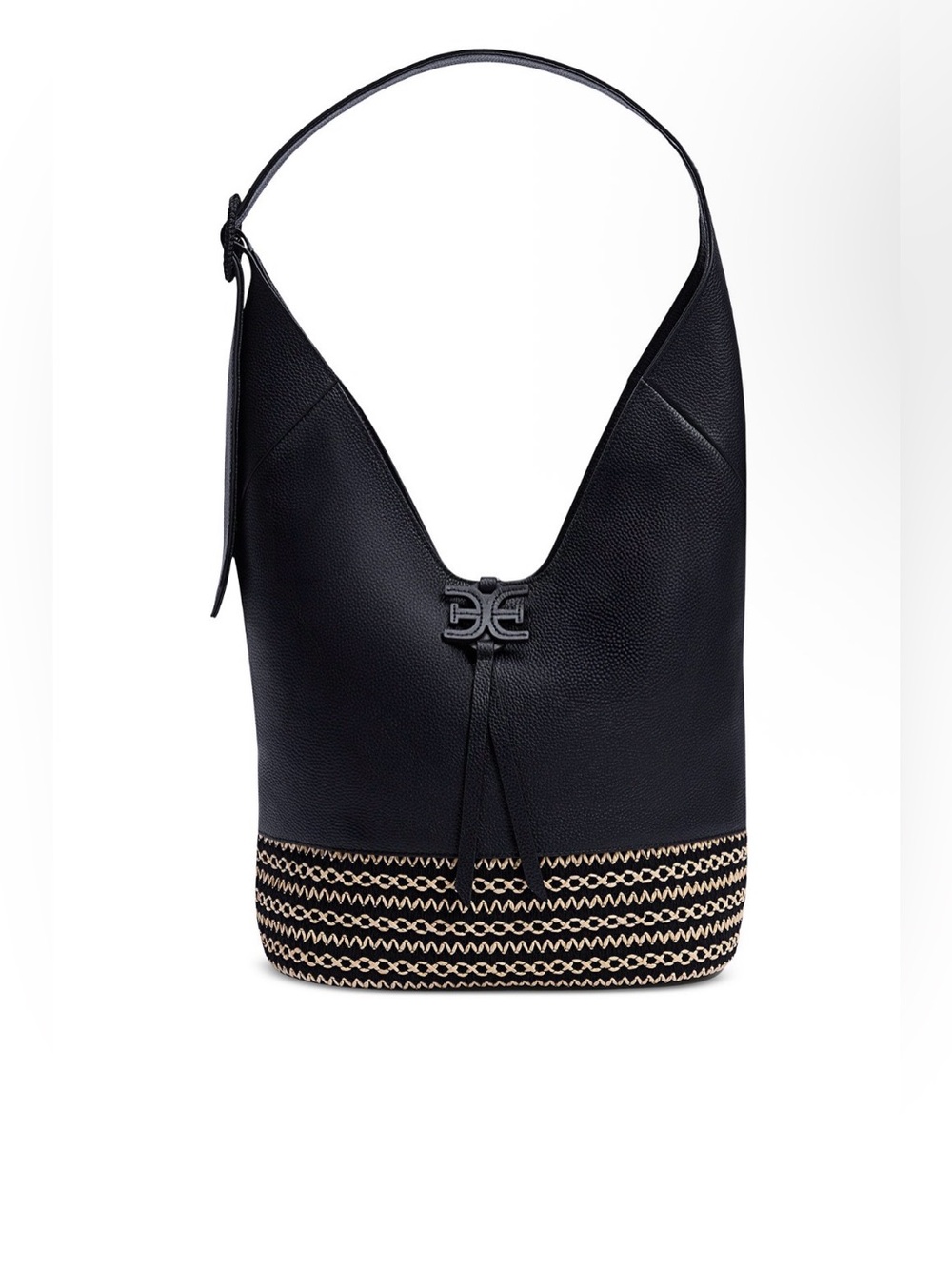 Sam Edelman Khiara Espadrill LG Leather Hobo. Black.